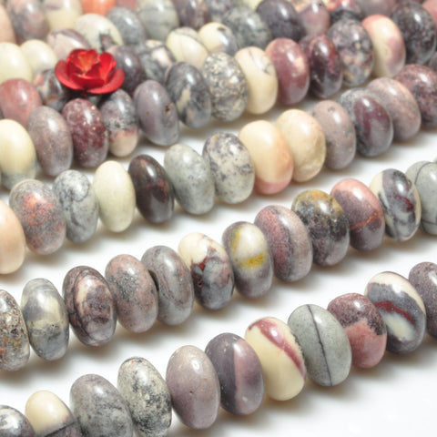 YesBeads Natural Porcelain jasper smooth rondelle beads gemstone wholesale jewelry making bracelet diy stuff