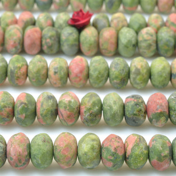 YesBeads Natural Unakite matte and faceted rondelle beads gemstone wholesale jewelry diy bracelet necklace