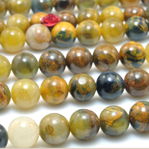 Natural Golden Pietersite stone smooth round beads wholesale loose gemstone for jewelry making diy bracelet necklace