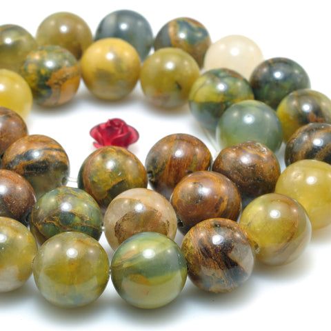 Natural Golden Pietersite stone smooth round beads wholesale loose gemstone for jewelry making diy bracelet necklace