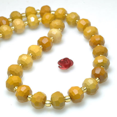 Natural yellow mookaite stone faceted rondelle loose beads wholesale gemstone jewelry making bracelet necklace diy