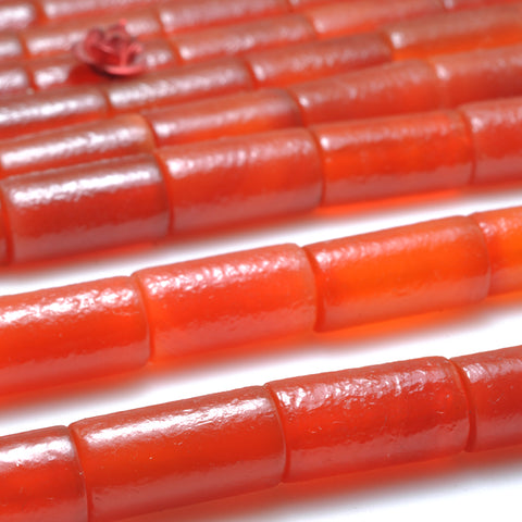 Natural Carnelian stone frosted matte tube loose beads red agate gemstone wholesale for jewelry making bracelet diy