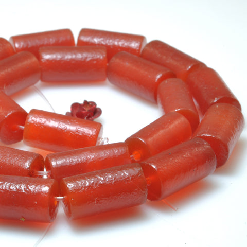 Natural Carnelian stone frosted matte tube loose beads red agate gemstone wholesale for jewelry making bracelet diy