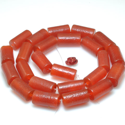 Natural Carnelian stone frosted matte tube loose beads red agate gemstone wholesale for jewelry making bracelet diy