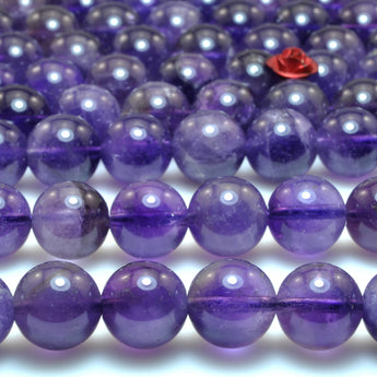 Natural Dark Purple Amethyst smooth round beads loose gemstone wholesale jewelry making bracelet necklace diy