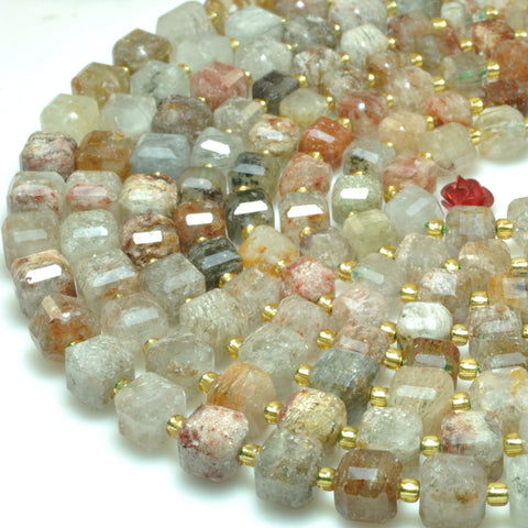 Natural Phantom Quartz crystal faceted cube beads loose gemstone wholesale jewelry making bracelet necklace diy