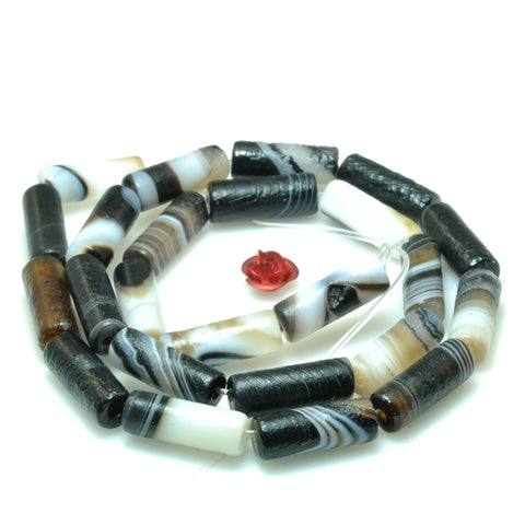 Natural black banded agate rough tube beads loose gemstone wholesale jewelry making bracelet necklace diy