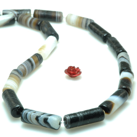 Natural black banded agate rough tube beads loose gemstone wholesale jewelry making bracelet necklace diy