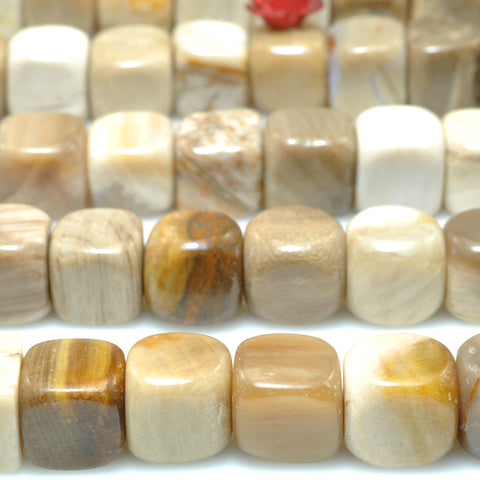 Natural petrified wood stone smooth cube beads loose gemstone wholesale jewelry making bracelet necklace diy