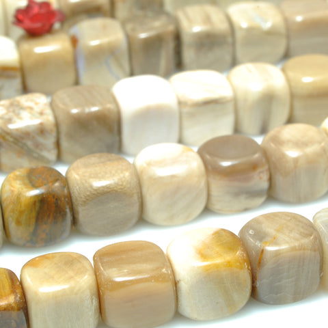 Natural petrified wood stone smooth cube beads loose gemstone wholesale jewelry making bracelet necklace diy