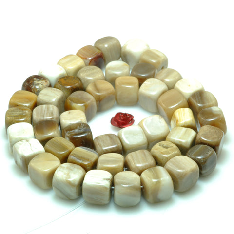 Natural petrified wood stone smooth cube beads loose gemstone wholesale jewelry making bracelet necklace diy