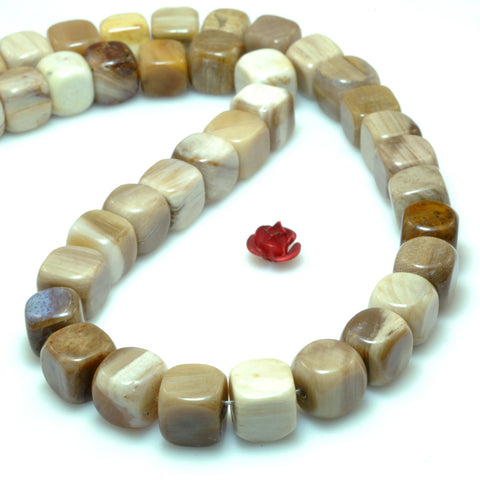 Natural petrified wood stone smooth cube beads loose gemstone wholesale jewelry making bracelet necklace diy