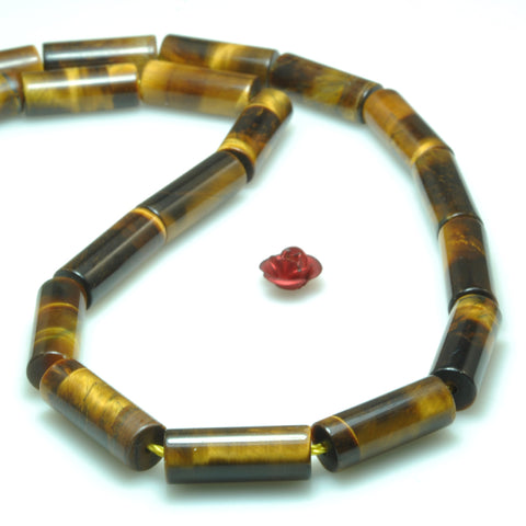 Yellow tiger eye smooth tube beads gemstone wholesale jewelry making bracelet necklace diy