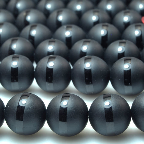 Black Onyx OneLine matte round beads wholesale gemstone jewelry making diy bracele 6-14mm