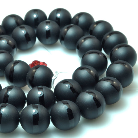 Black Onyx OneLine matte round beads wholesale gemstone jewelry making diy bracele 6-14mm