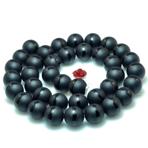 Black Onyx OneLine matte round beads wholesale gemstone jewelry making diy bracele 6-14mm