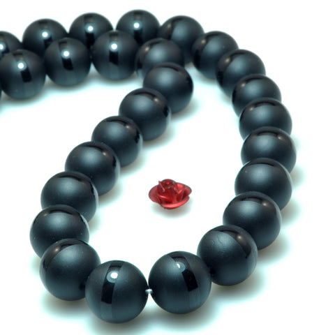 Black Onyx OneLine matte round beads wholesale gemstone jewelry making diy bracele 6-14mm