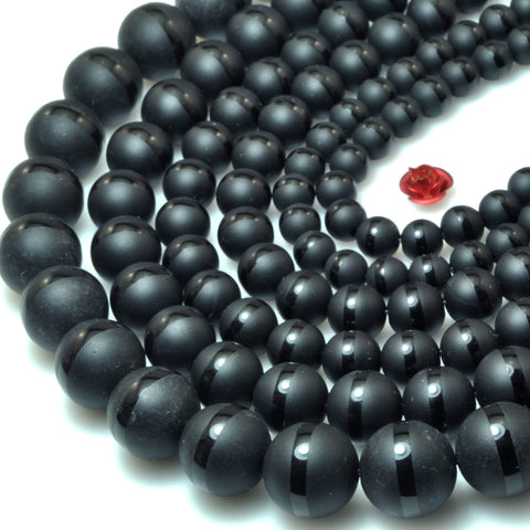 Black Onyx OneLine matte round beads wholesale gemstone jewelry making diy bracele 6-14mm