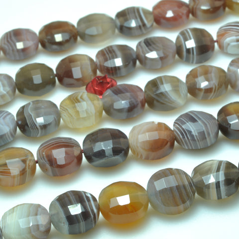 Natural brown botswana agate faceted coin loose beads wholesale gemstone jewelry making bracelet necklace diy