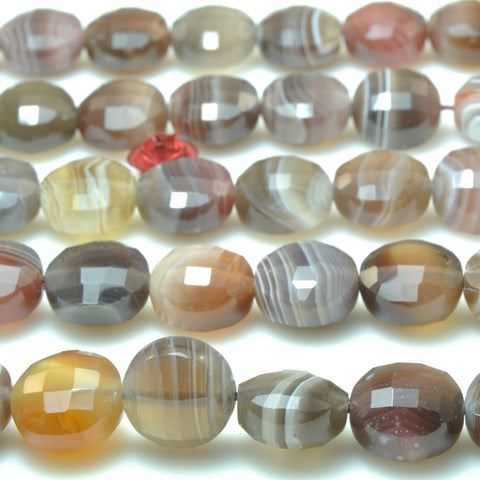 Natural brown botswana agate faceted coin loose beads wholesale gemstone jewelry making bracelet necklace diy