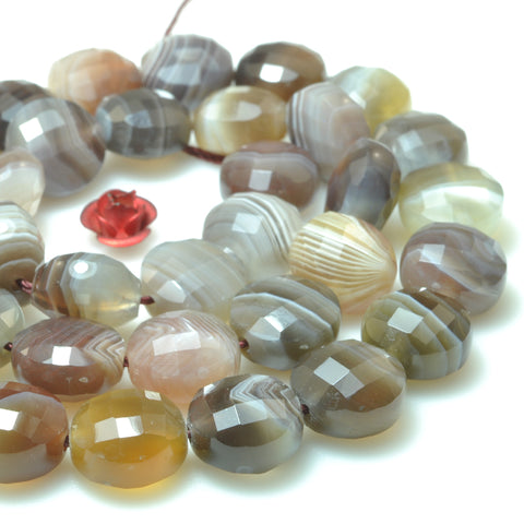 Natural brown botswana agate faceted coin loose beads wholesale gemstone jewelry making bracelet necklace diy