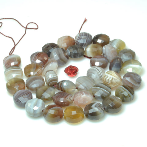 Natural brown botswana agate faceted coin loose beads wholesale gemstone jewelry making bracelet necklace diy