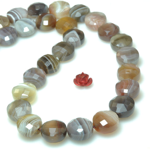 Natural brown botswana agate faceted coin loose beads wholesale gemstone jewelry making bracelet necklace diy