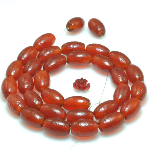 Natural Carnelian matte rice beads loose gemstone wholesale jewelry making bracelet necklace diy