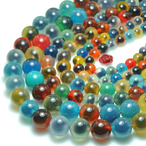 Rainbow Agate smooth round beads loose gemstone wholesale jewelry making bracelet necklace diy