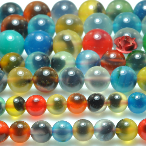 Rainbow Agate smooth round beads loose gemstone wholesale jewelry making bracelet necklace diy