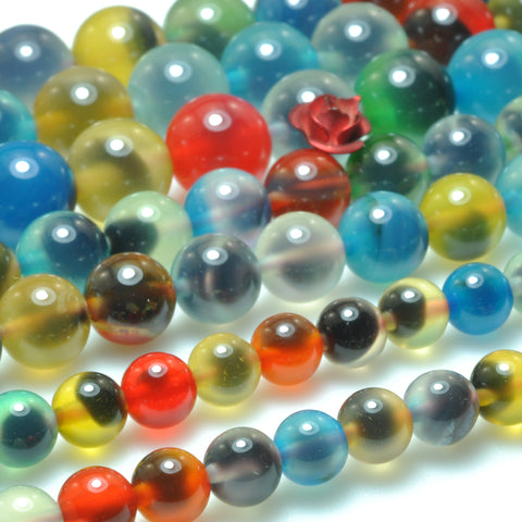 Rainbow Agate smooth round beads loose gemstone wholesale jewelry making bracelet necklace diy