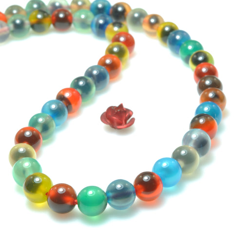 Rainbow Agate smooth round beads loose gemstone wholesale jewelry making bracelet necklace diy