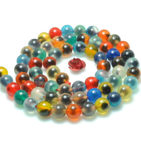 Rainbow Agate smooth round beads loose gemstone wholesale jewelry making bracelet necklace diy