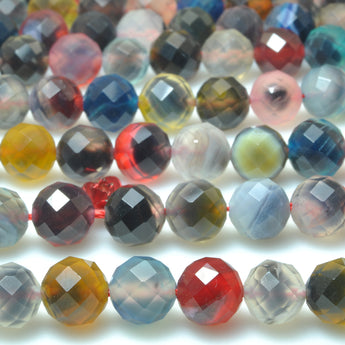 Rainbow agate faceted round beads loose gemstone wholesale jewelry making bracelet necklace diy