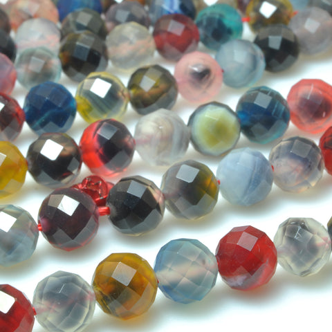 Rainbow agate faceted round beads loose gemstone wholesale jewelry making bracelet necklace diy