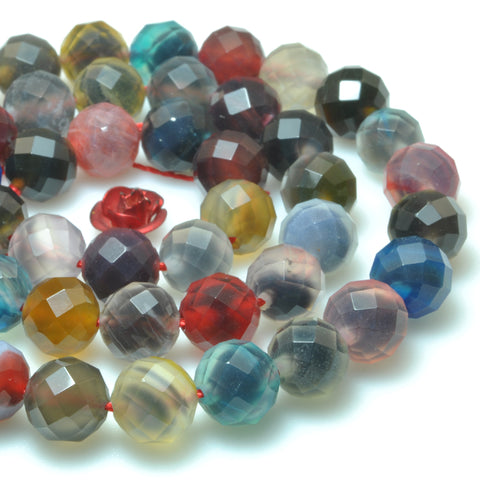 Rainbow agate faceted round beads loose gemstone wholesale jewelry making bracelet necklace diy