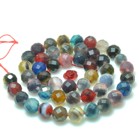 Rainbow agate faceted round beads loose gemstone wholesale jewelry making bracelet necklace diy