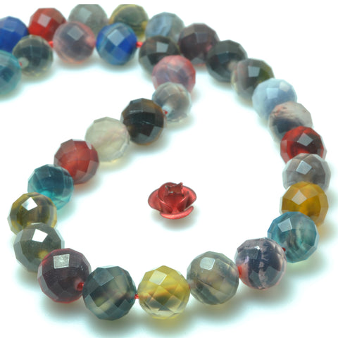 Rainbow agate faceted round beads loose gemstone wholesale jewelry making bracelet necklace diy