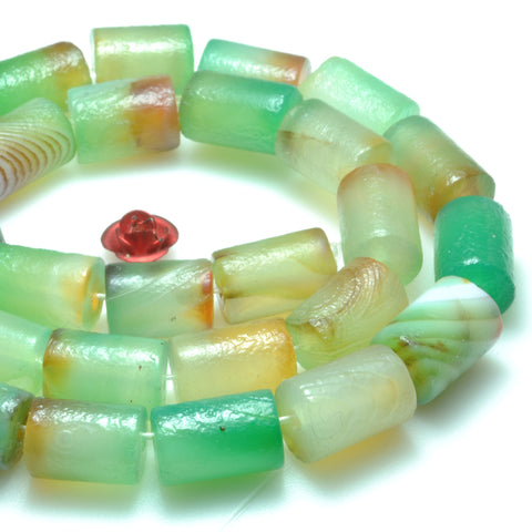 Natural rainbow agate matte tube loose beads gemstone wholesale jewelry making bracelet necklace diy