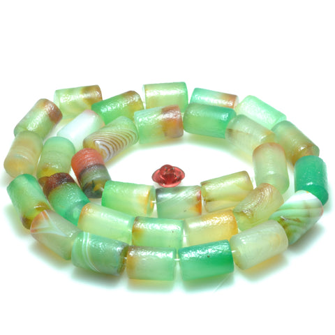 Natural rainbow agate matte tube loose beads gemstone wholesale jewelry making bracelet necklace diy