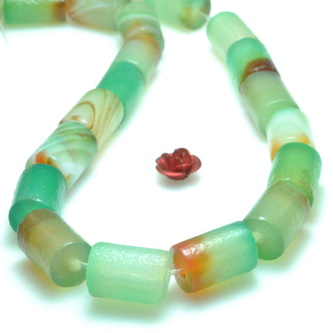 Natural rainbow agate matte tube loose beads gemstone wholesale jewelry making bracelet necklace diy