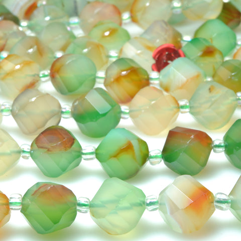 Natural Rainbow Agate faceted twist loose beads gemstone wholesale jewelry making bracelet necklace diy