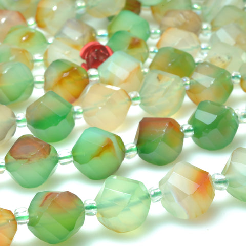 Natural Rainbow Agate faceted twist loose beads gemstone wholesale jewelry making bracelet necklace diy