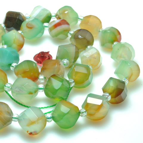 Natural Rainbow Agate faceted twist loose beads gemstone wholesale jewelry making bracelet necklace diy