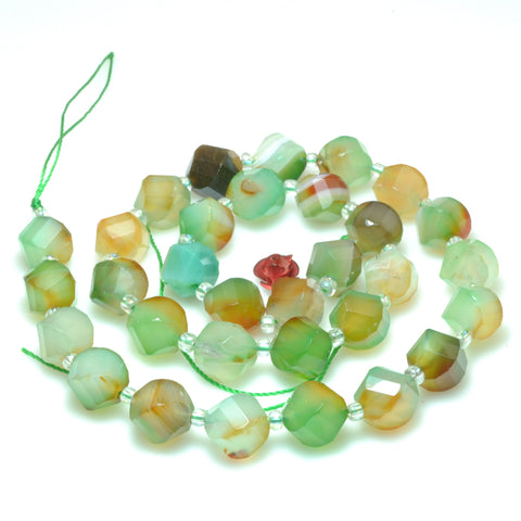 Natural Rainbow Agate faceted twist loose beads gemstone wholesale jewelry making bracelet necklace diy