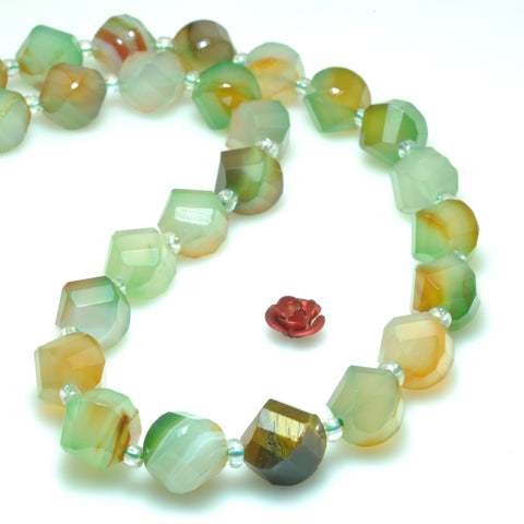 Natural Rainbow Agate faceted twist loose beads gemstone wholesale jewelry making bracelet necklace diy