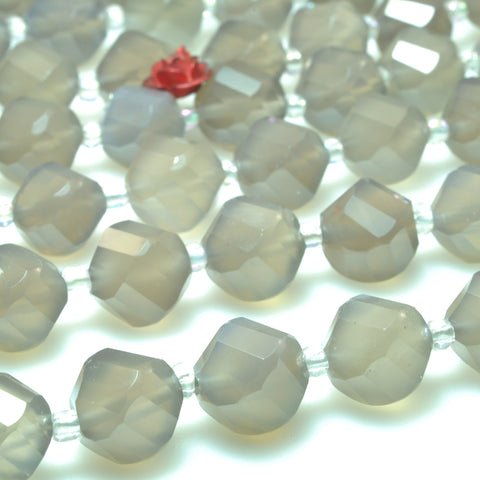 Natural gray agate faceted twist loose beads gemstone wholesale jewelry making bracelet necklace diy