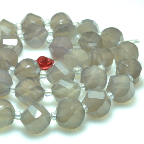 Natural gray agate faceted twist loose beads gemstone wholesale jewelry making bracelet necklace diy