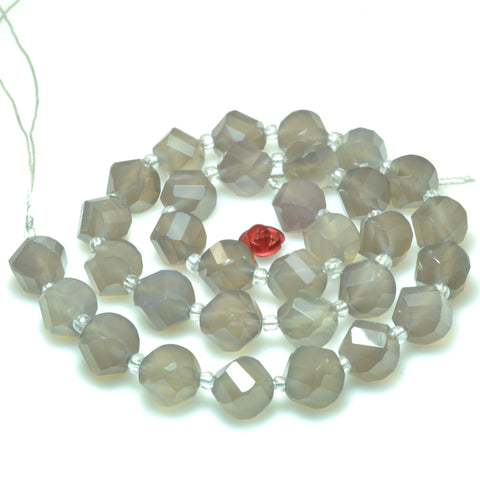 Natural gray agate faceted twist loose beads gemstone wholesale jewelry making bracelet necklace diy