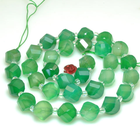 Natural green agate faceted twist loose beads gemstone wholesale jewelry making bracelet necklace diy